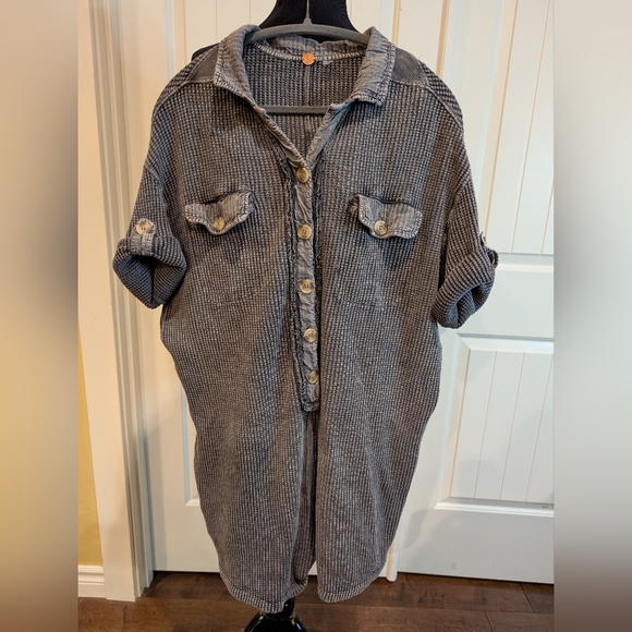 Free People FP One Scout Waffle Textured Oversized Romper - Picture 1 of 6